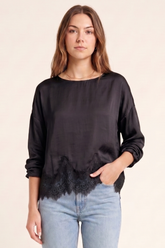 Silky Lace Long Sleeve Top