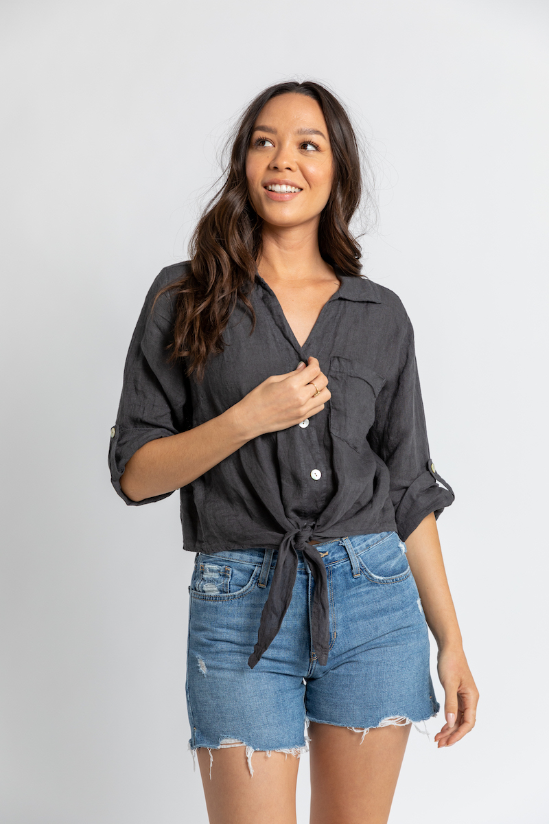 Florence Linen Tie Top
