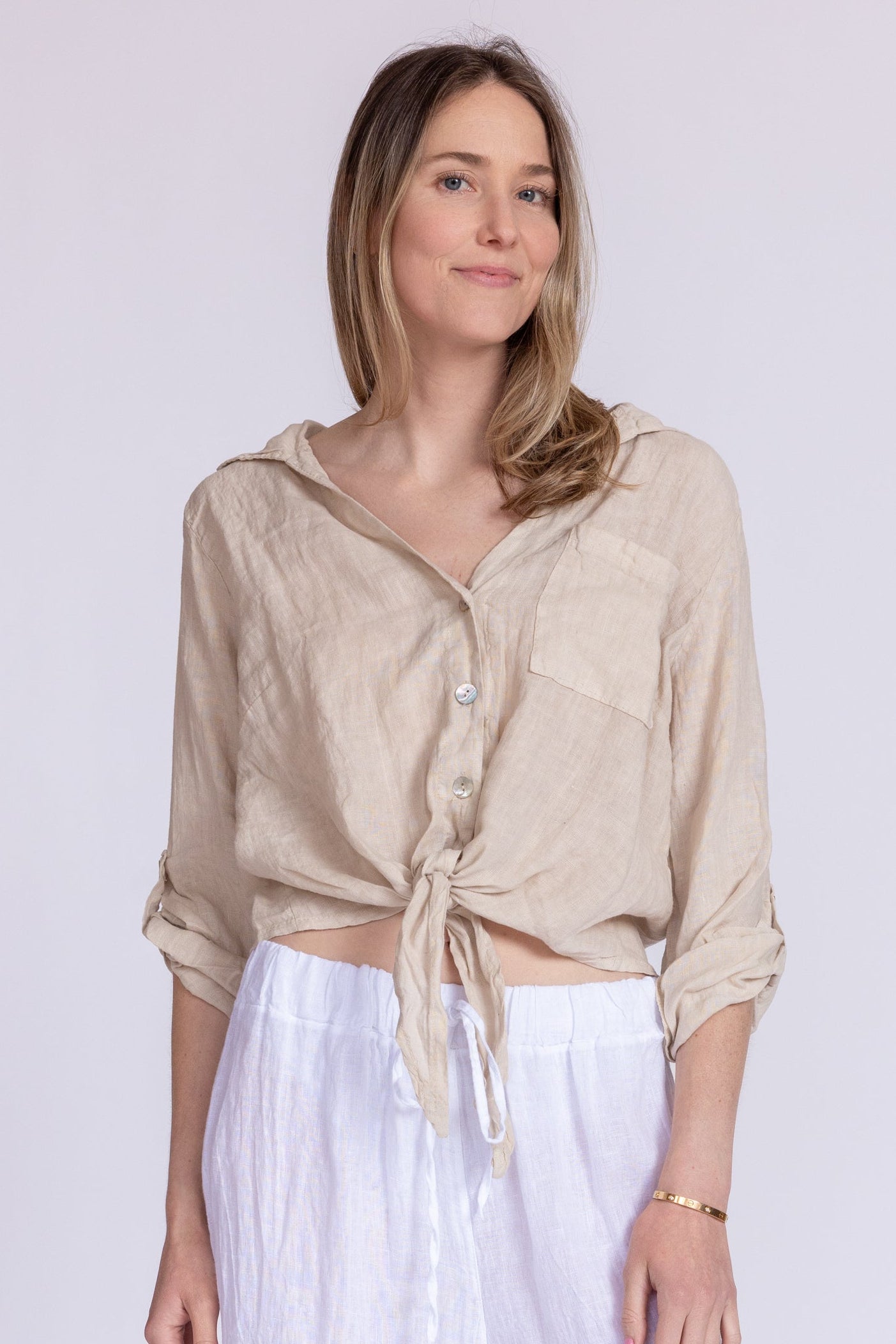 Florence Linen Tie Top