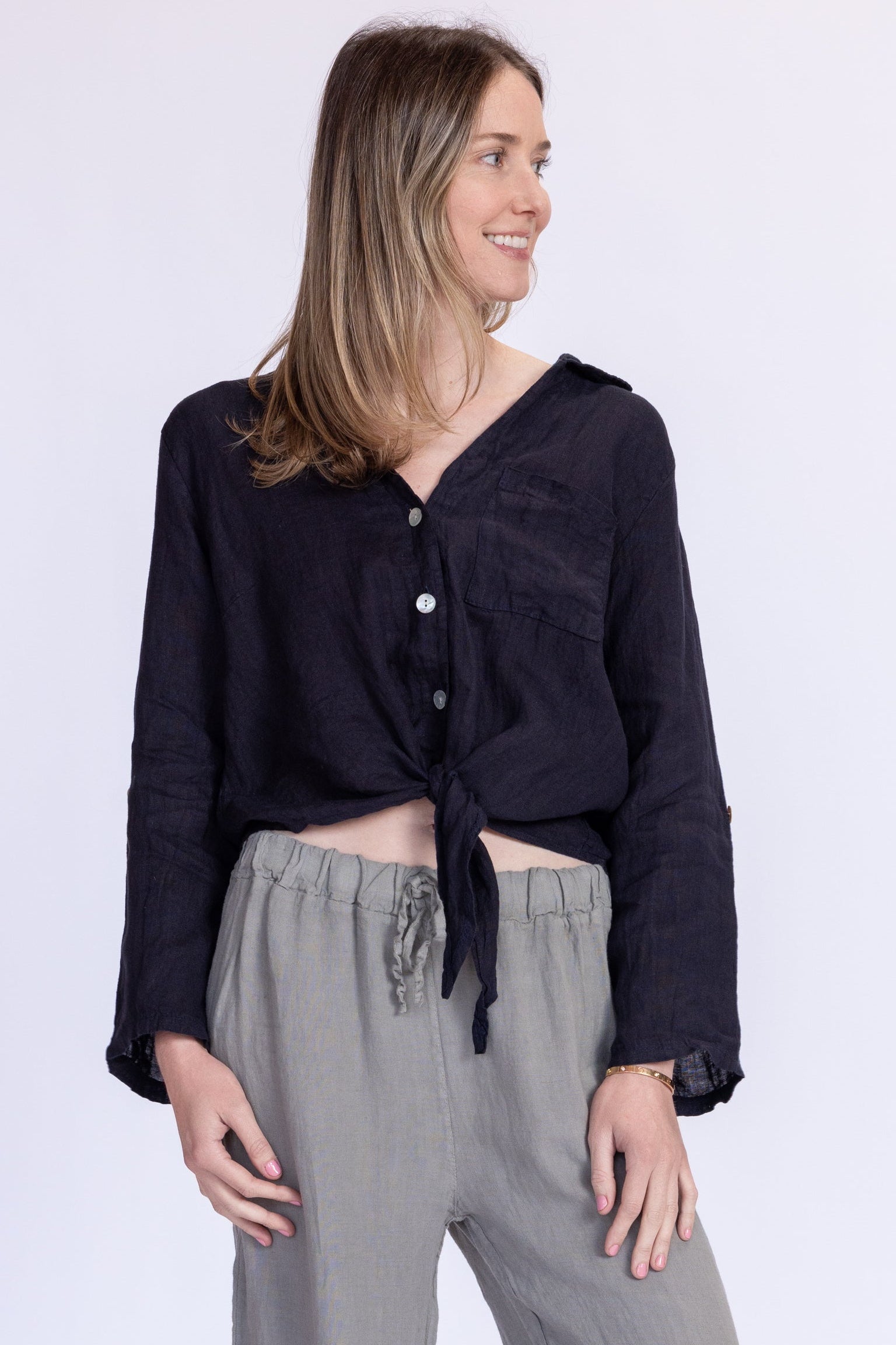 Florence Linen Tie Top