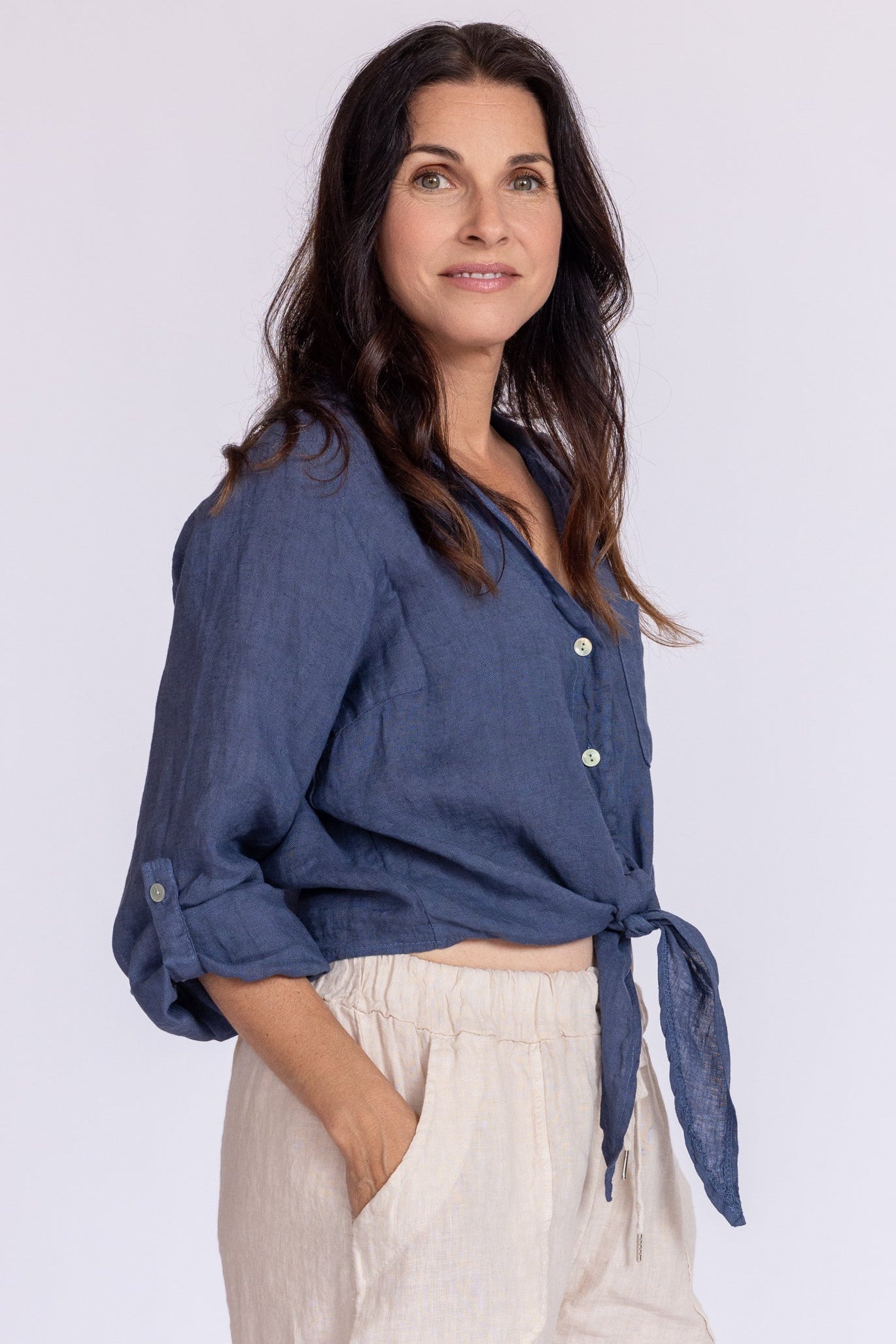 Florence Linen Tie Top